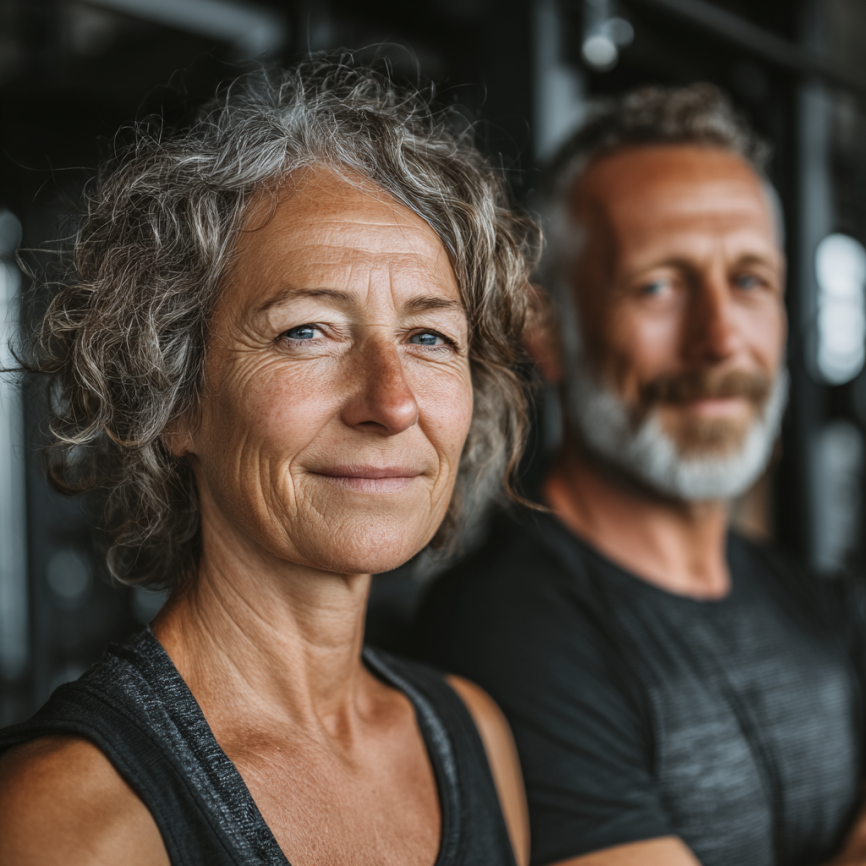 Активні літні люди займаються фітнесом